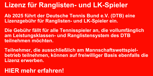 DTB Lizenz für Ranglisten- und LK-Spieler